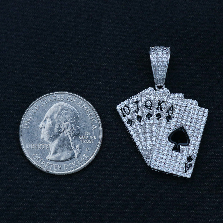 Royal Flush Pendant - Real 925 Silver