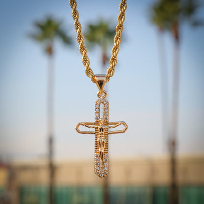 Micro Crucifix Necklace - Gold