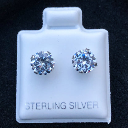 6mm Round Cut Stud Earrings - Real 925 Silver