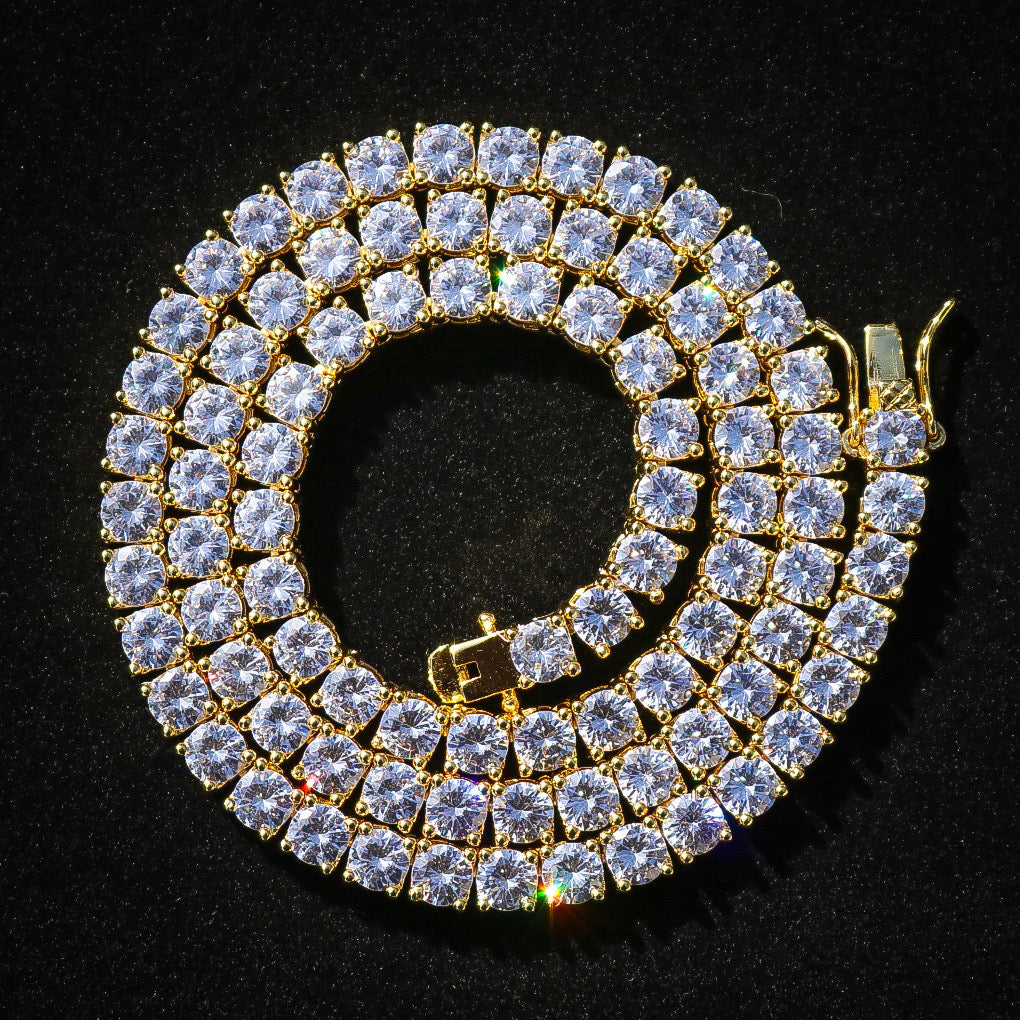 Men’s 5mm Tennis Necklace - Gold