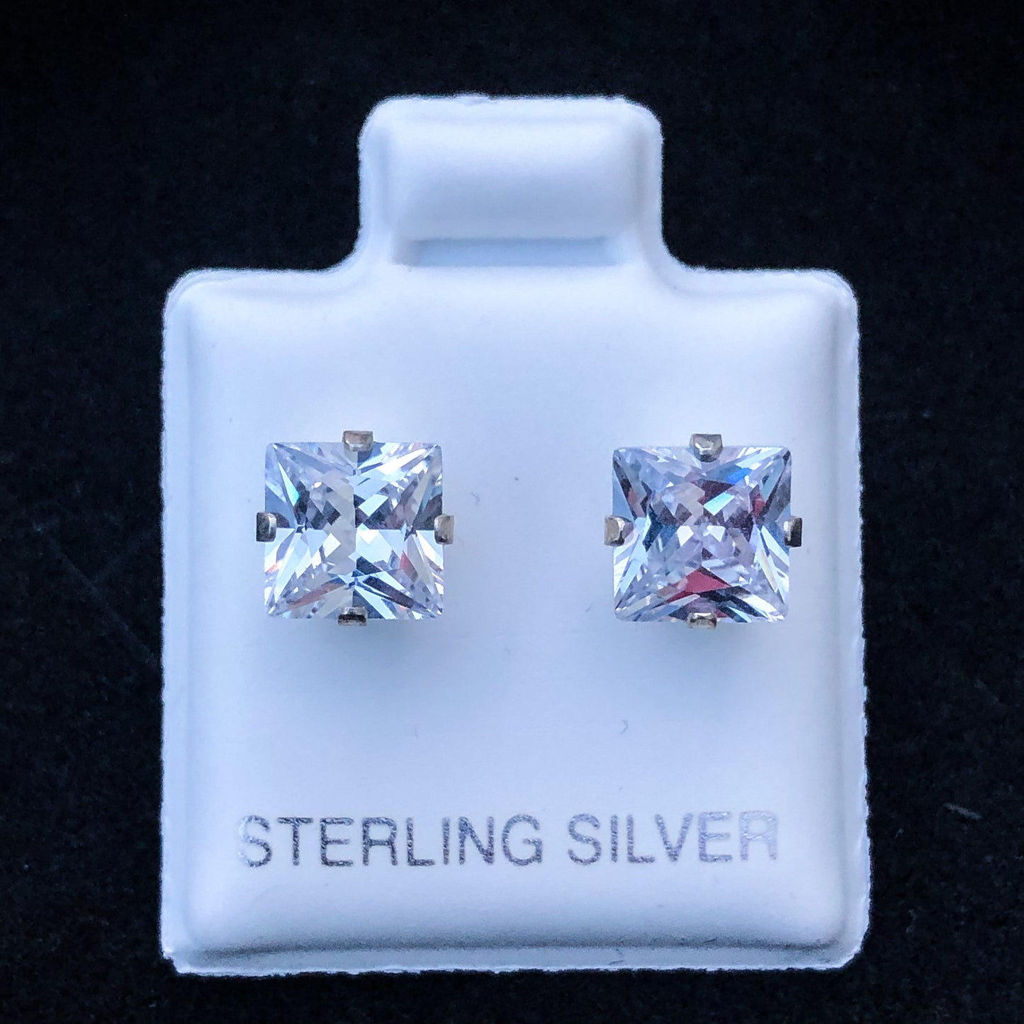 6mm Square Cut Stud Earrings - Real 925 Silver