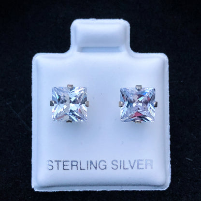 5mm Square Cut Stud Earrings - Real 925 Silver