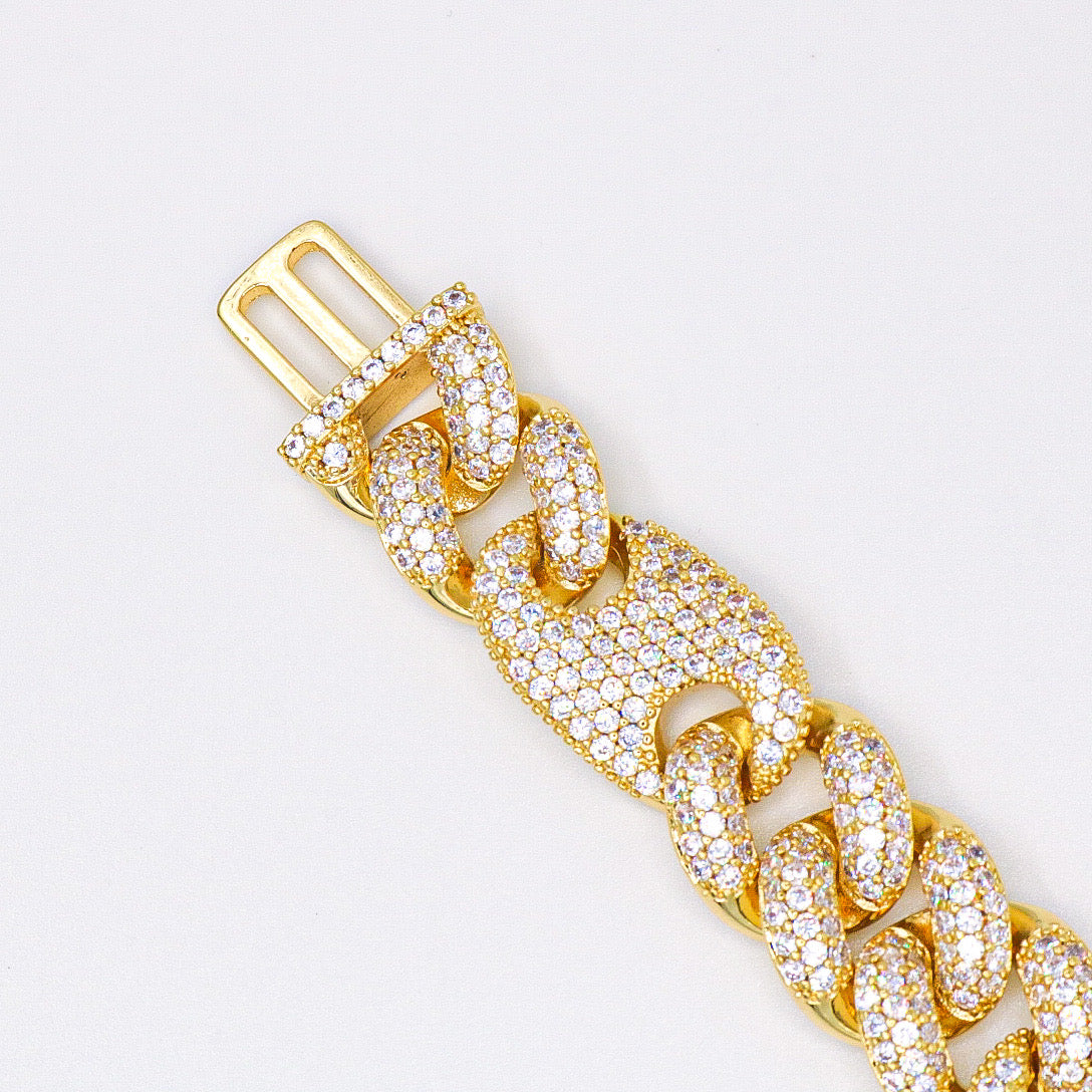 16mm Designer Cuban Link Bracelet - Gold