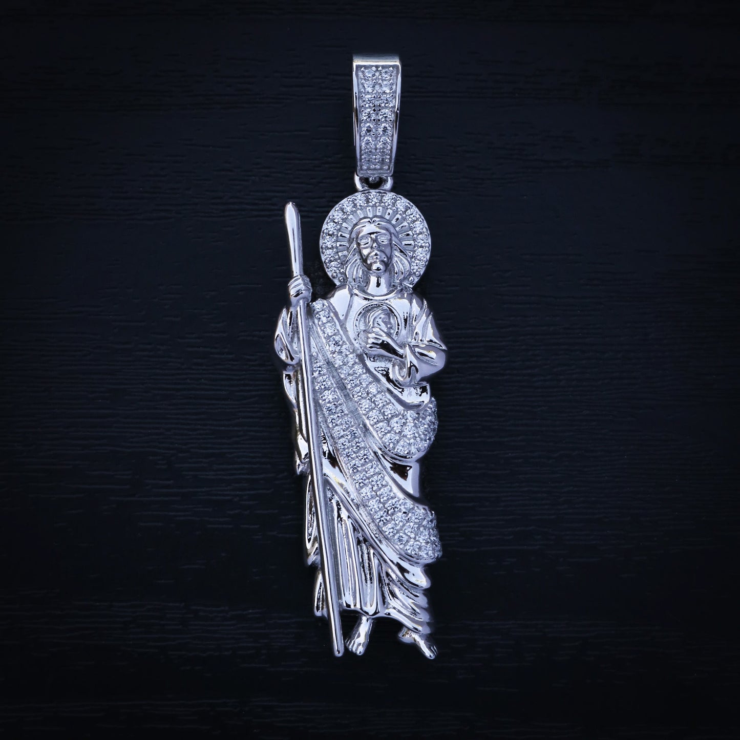 Iced San Judas Pendant - Real 925 Silver