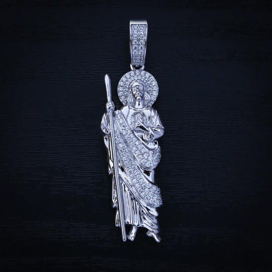 Iced San Judas Pendant - 925 Silver