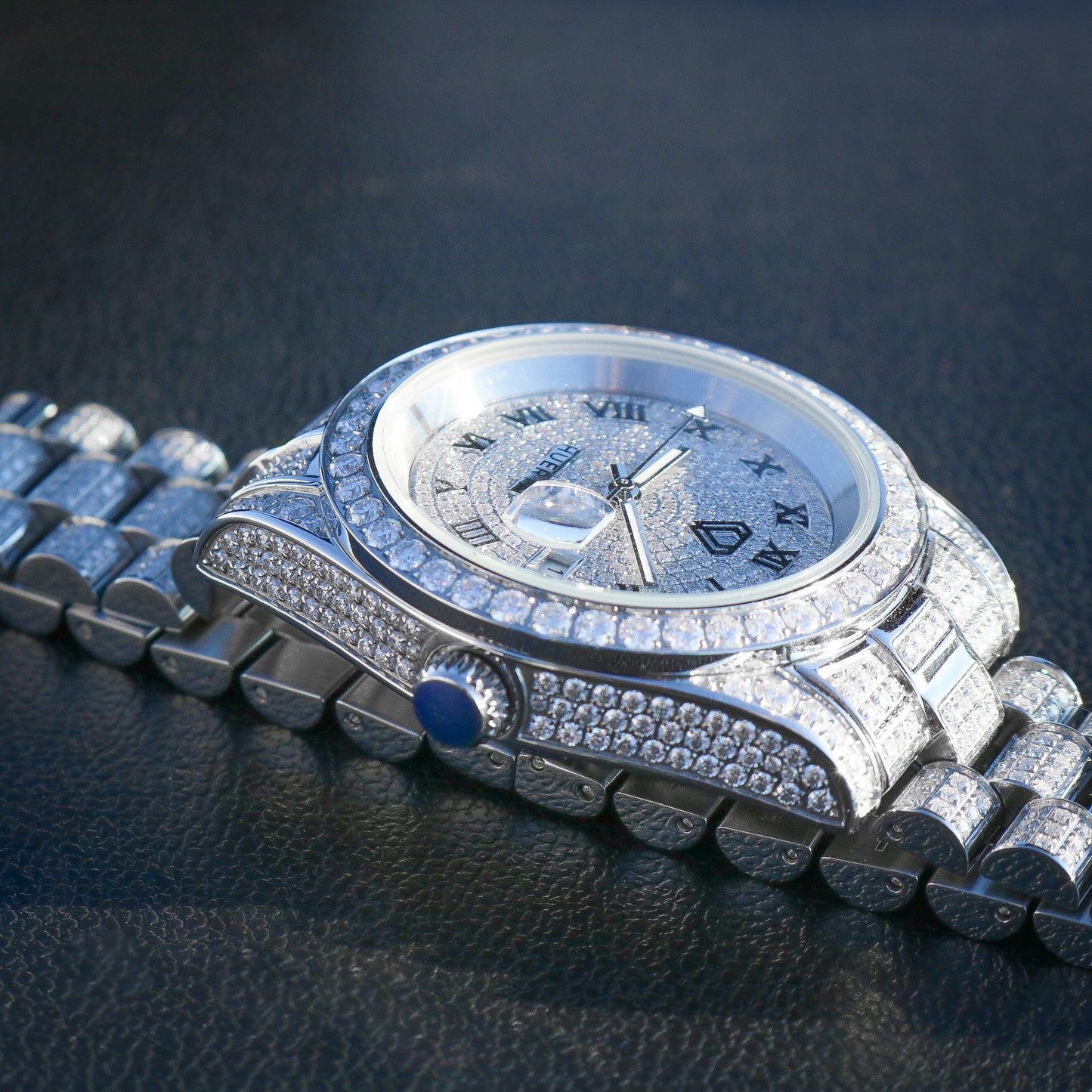 Fully Iced Huerta VVS Moissanite Watch - Premium 316L Stainless