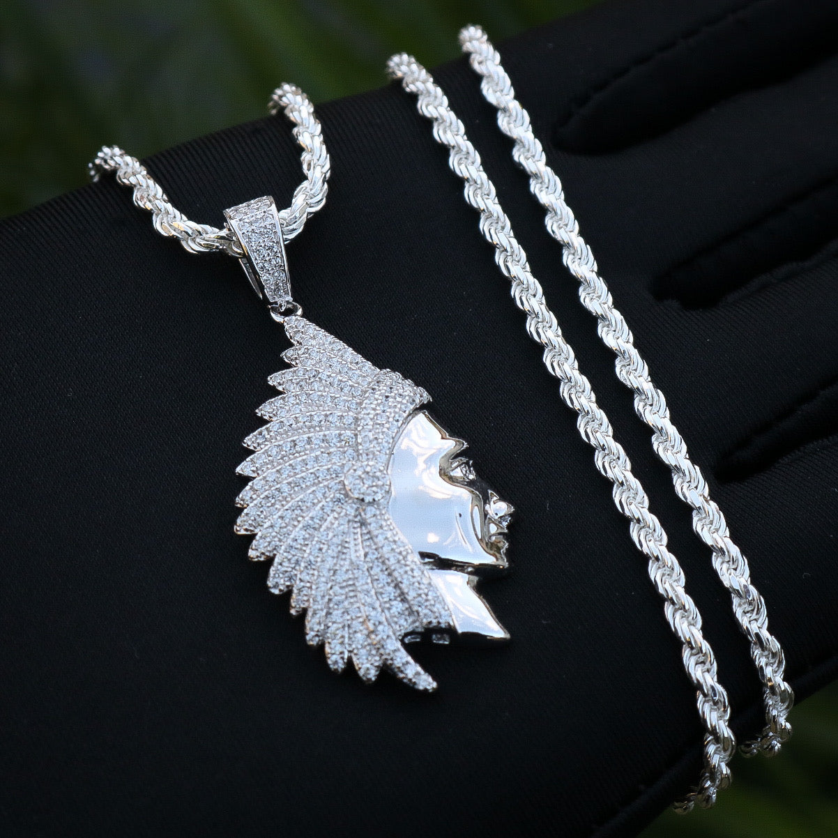 Iced Out Chief Pendant  - Real 925 Silver
