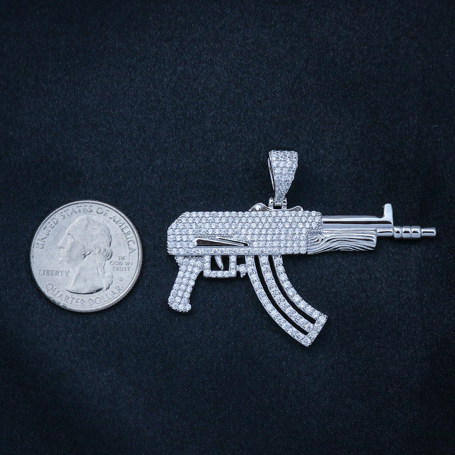 14k Solid Gold Tri-Color Machine Gun AK-47 Pendant Necklace (SM, MED) –  Fran & Co. Jewelry Inc.