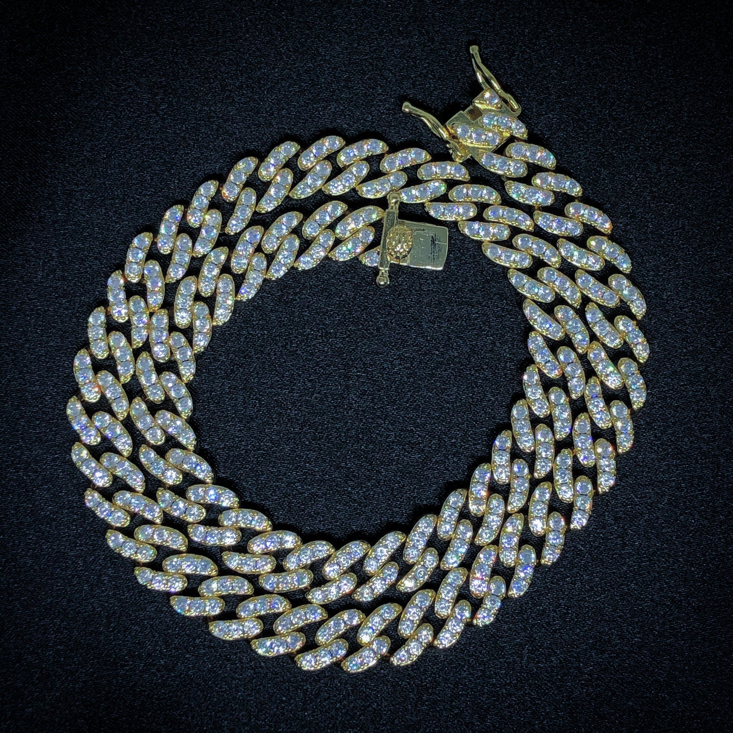 8mm Iced out Cuban Necklace - Gold