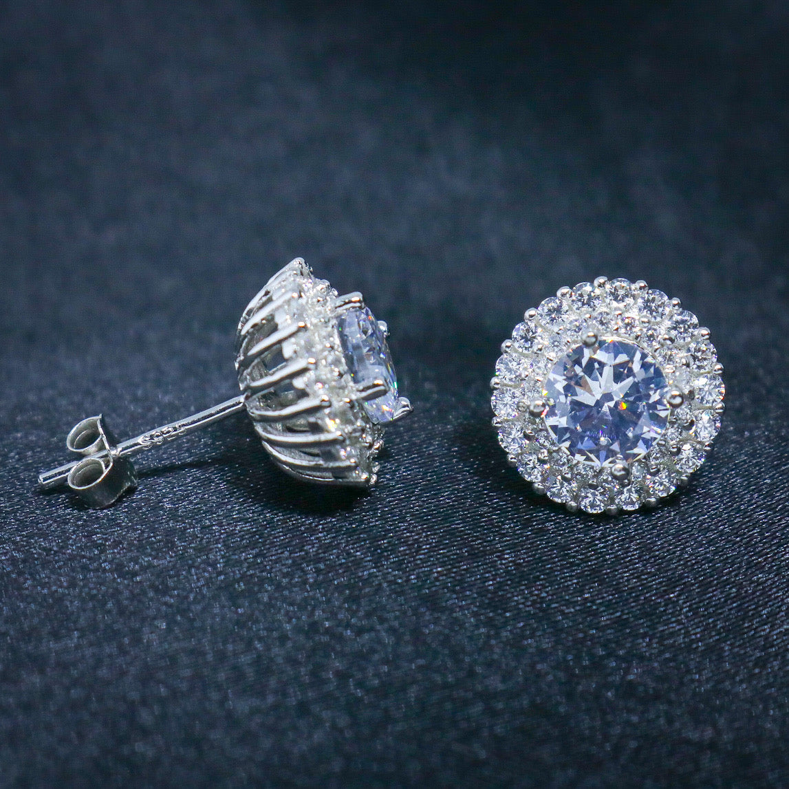 925 silver earrings with diamonds Clearance