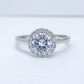 Women's Real 925 Silver - Halo Round Cut CZ Diamond Ring