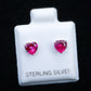 5mm Heart Cut Ruby CZ Diamond Stud Earrings - Real 925 Silver
