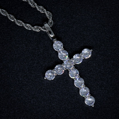 Diamond Cross Pendant - White Gold