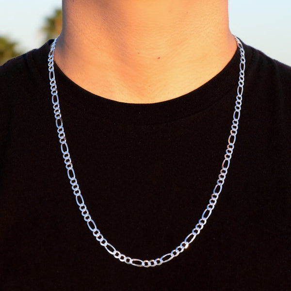 5mm Figaro Chain - 925 Silver – Huerta Jewelry