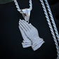 Iced Out Praying Hands - Real 925 Silver