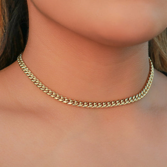 6mm Miami Cuban Choker Necklace - Gold