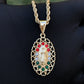 Virgin Mary Heart Bezel w/ Stones Necklace - Gold