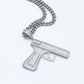 Large Iced out Handgun Pendant - White Gold