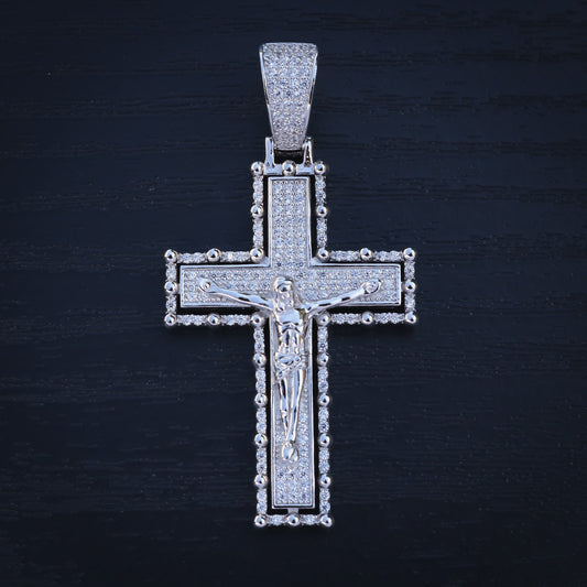 Iced Out Crucifix Pendant - 925 Silver